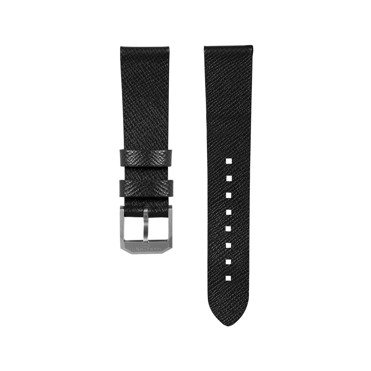 Marathon 2-Piece Leather Strap, 20mm, Black, Brushed Hardware