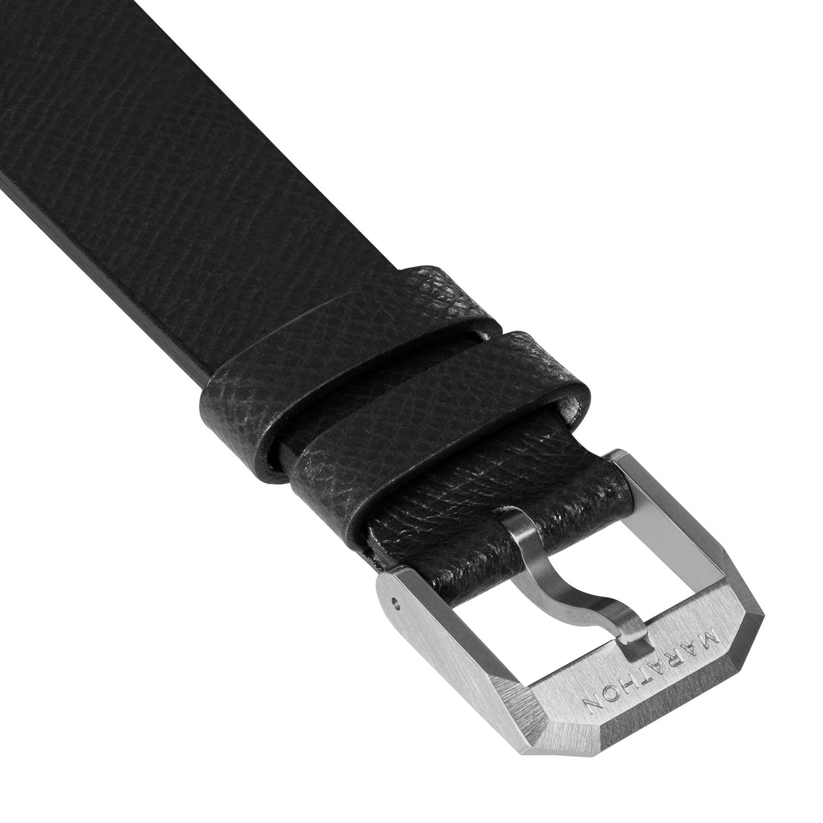 Marathon 2-Piece Leather Strap, 20mm, Black, Brushed Hardware