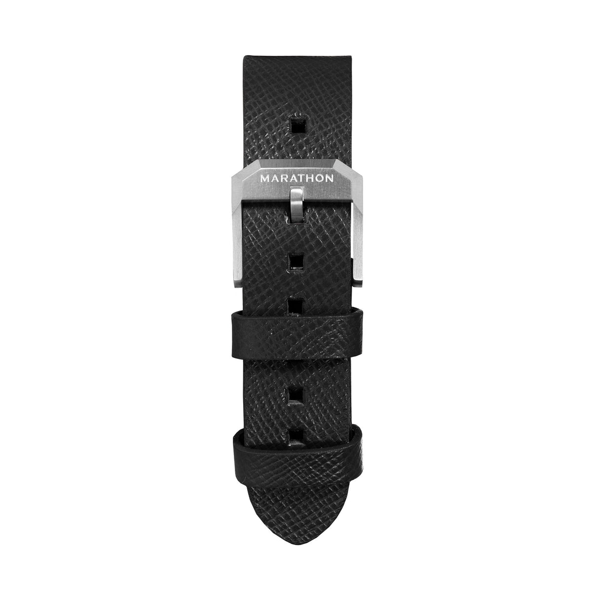 Marathon 2-Piece Leather Strap, 20mm, Black, Brushed Hardware