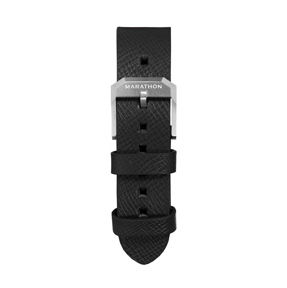 Marathon 2-Piece Leather Strap, 22mm, Black, Brushed Hardware