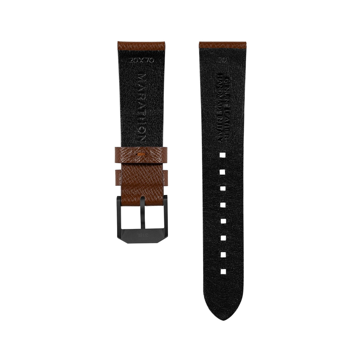 Marathon 2-Piece Leather Strap, 20mm, Cognac, Anthracite Hardware