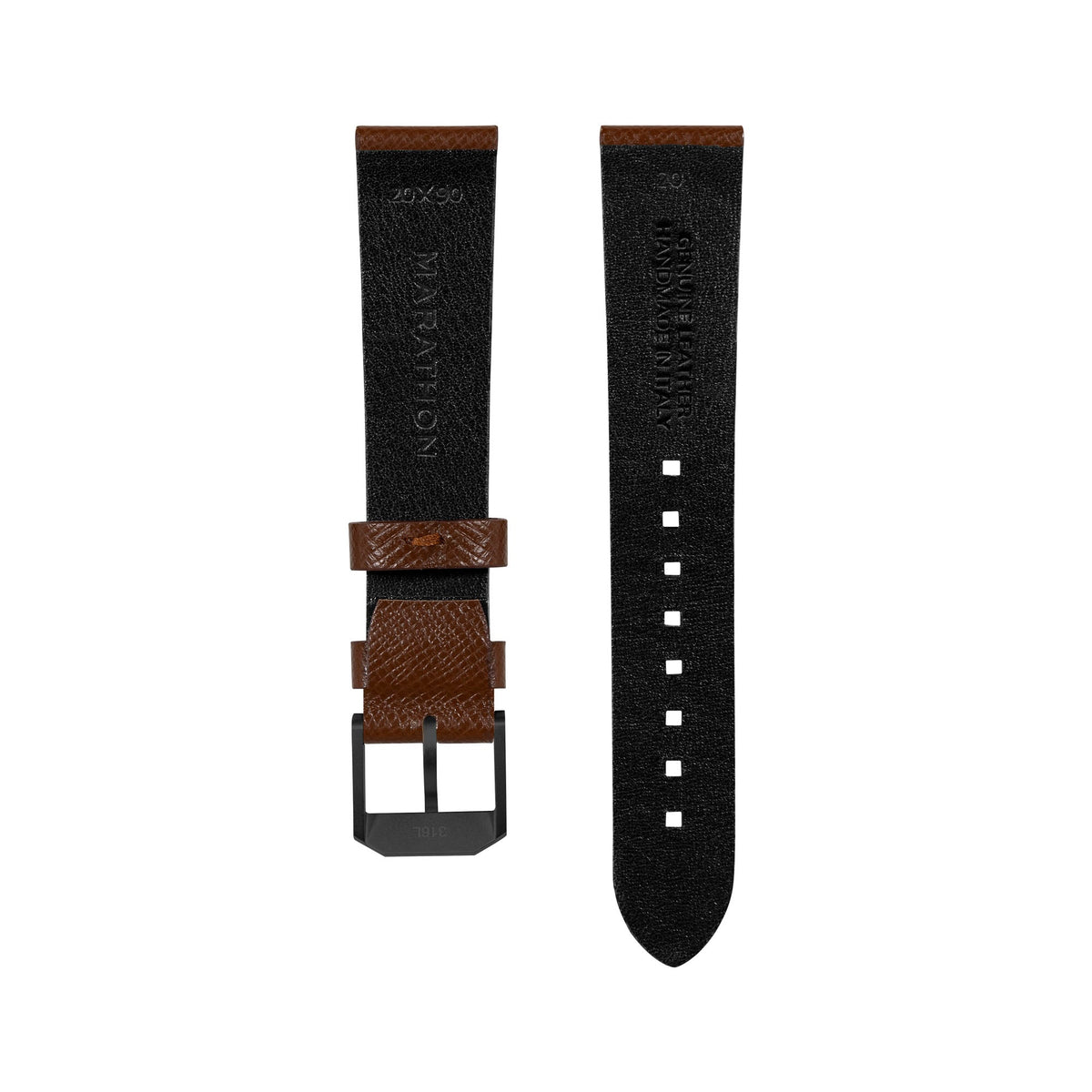 Marathon 2-Piece Leather Strap, 20mm, Cognac, Anthracite Hardware