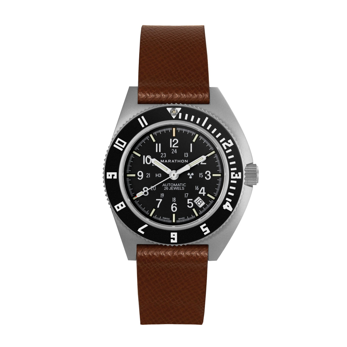 Marathon 2-Piece Leather Strap, 20mm, Cognac, Parkerized Hardware