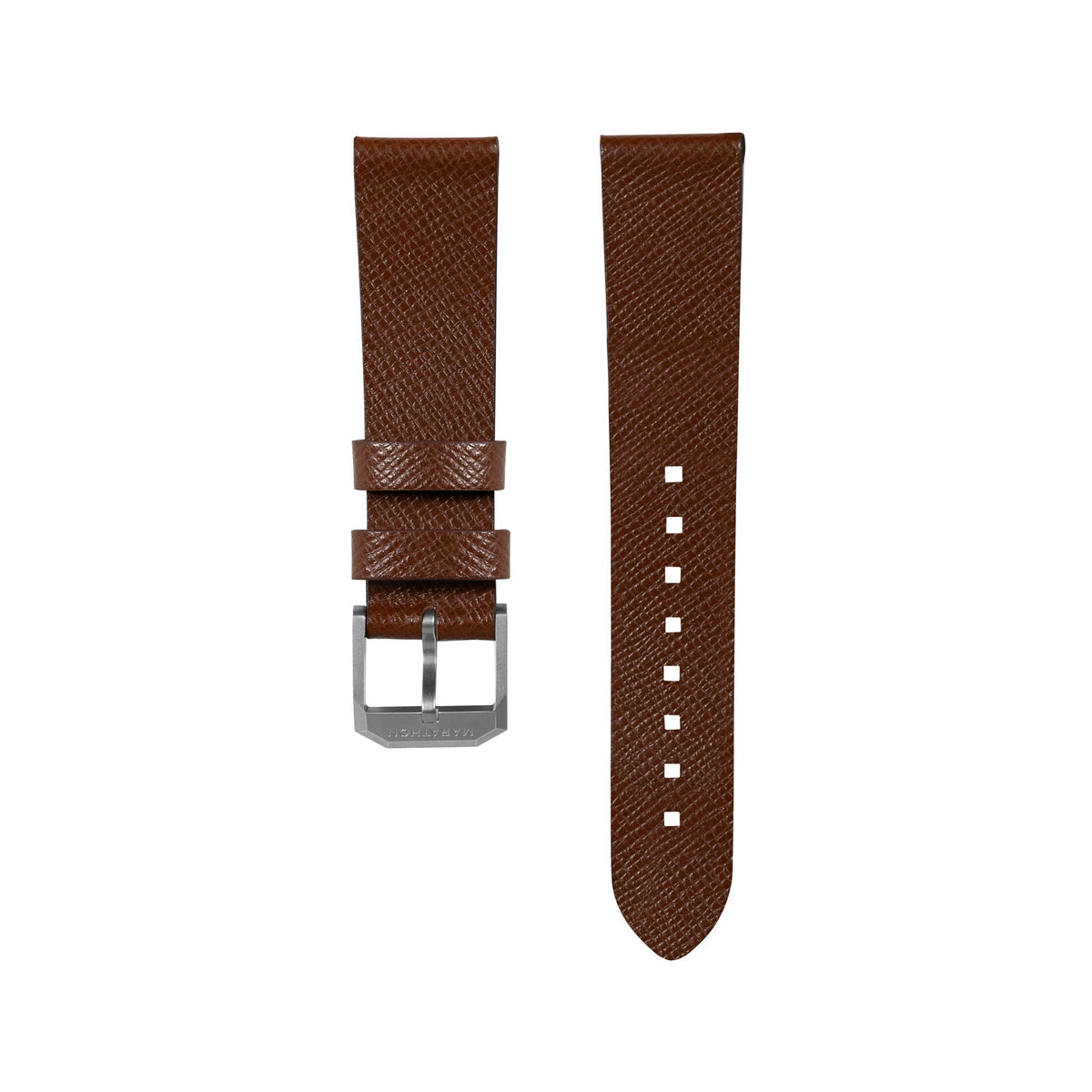 Marathon 2-Piece Leather Strap, 20mm, Cognac, Brushed Hardware