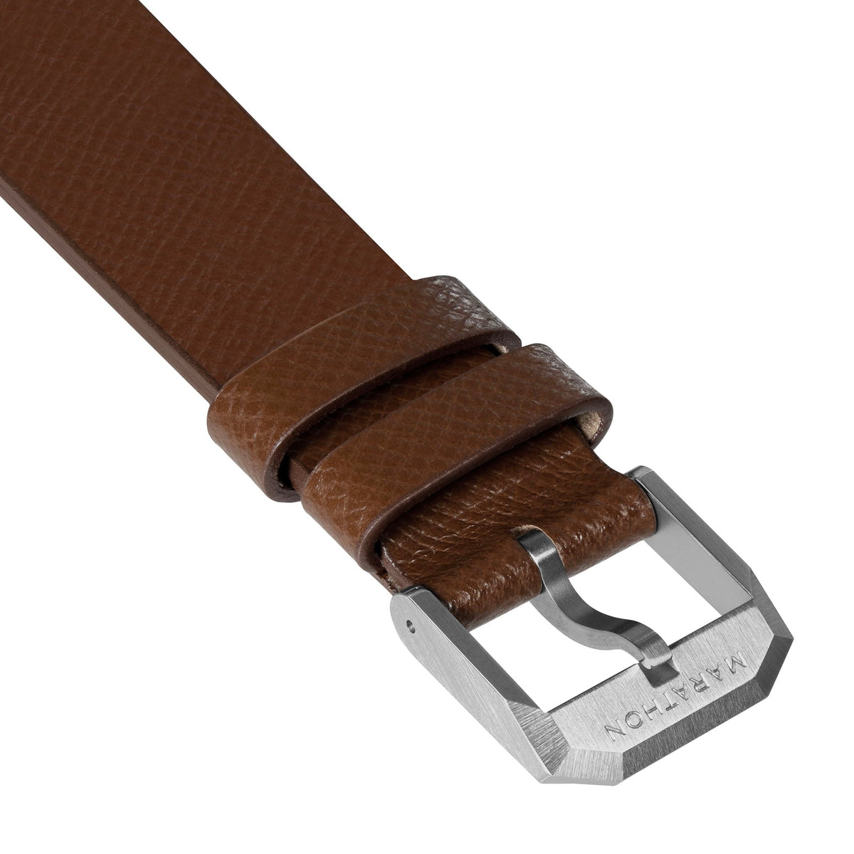 Marathon 2-Piece Leather Strap, 20mm, Cognac, Brushed Hardware