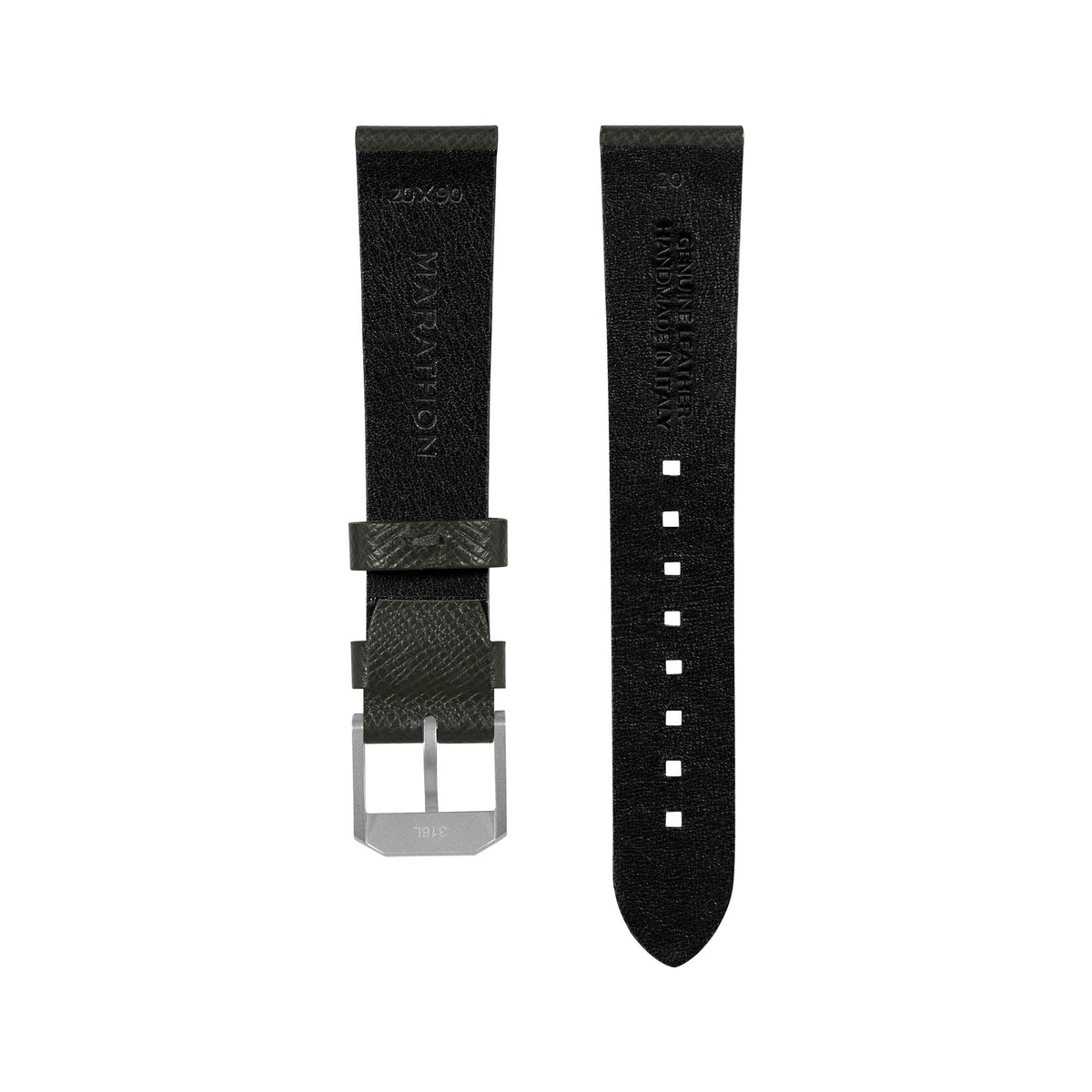 Marathon 2-Piece Leather Strap, 20mm, Moss Green, Parkerized Hardware