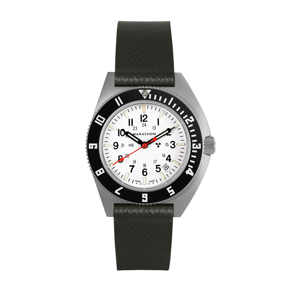 Marathon 2-Piece Leather Strap, 20mm, Moss Green, Parkerized Hardware