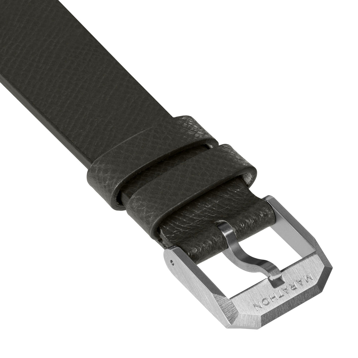 Marathon 2-Piece Leather Strap, 20mm, Moss Green, Brushed Steel Hardware