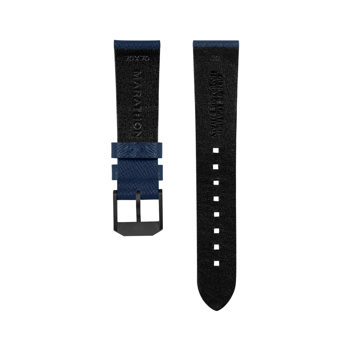Marathon 2-Piece Leather Strap, 20mm, Royal Blue, Anthracite Hardware