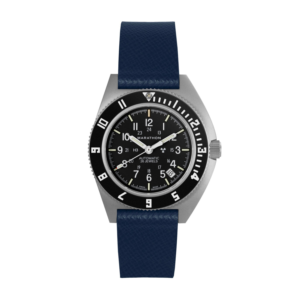 Marathon 2-Piece Leather Strap, 20mm, Royal Blue, Parkerized Hardware