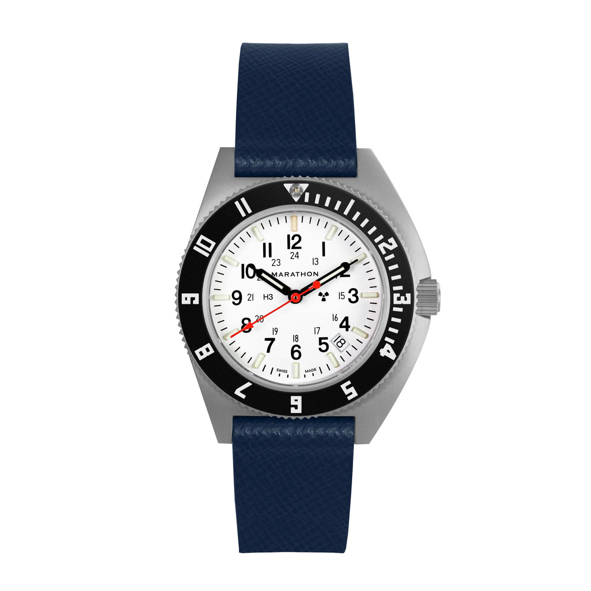 Marathon 2-Piece Leather Strap, 20mm, Royal Blue, Parkerized Hardware
