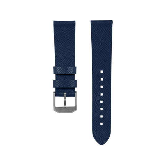 Marathon 2-Piece Leather Strap, 20mm, Royal Blue, Brushed Steel Hardware