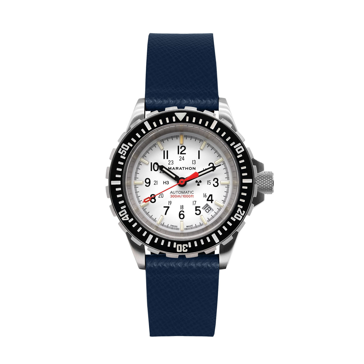 Marathon 2-Piece Leather Strap, 20mm, Royal Blue, Brushed Steel Hardware