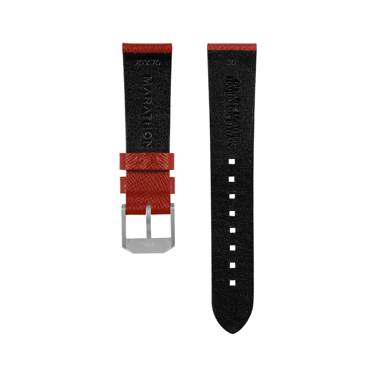 Marathon 2-Piece Leather Strap, 20mm, Senate Red, Parkerized Hardware