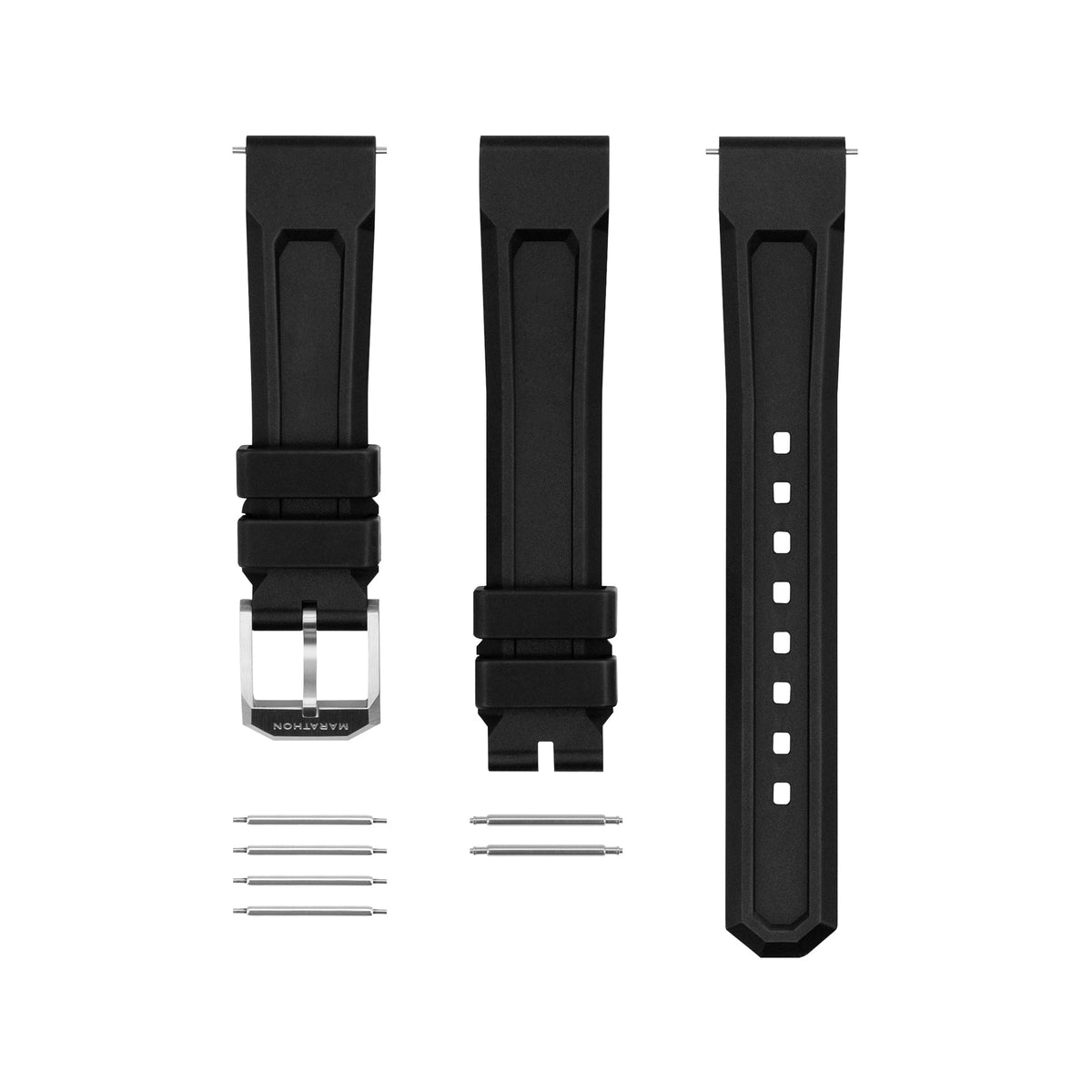 Marathon 3-Piece Rubber Strap Kit, Black, 18mm