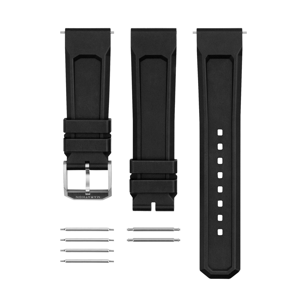 Marathon 3-Piece Rubber Strap Kit, Black, 22mm