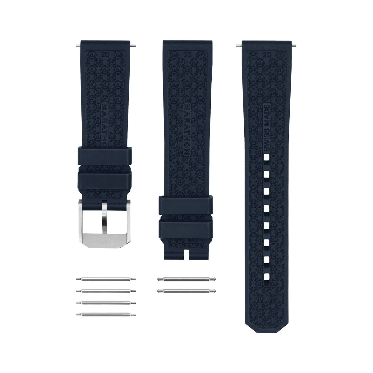 Marathon 3-Piece Rubber Strap Kit, Blue, 20mm