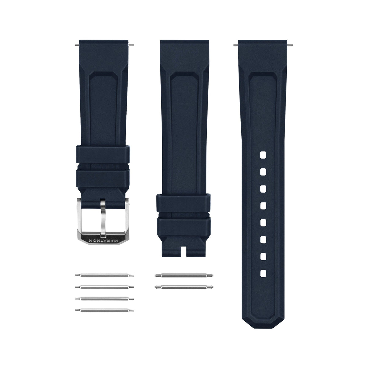 Marathon 3-Piece Rubber Strap Kit, Blue, 20mm