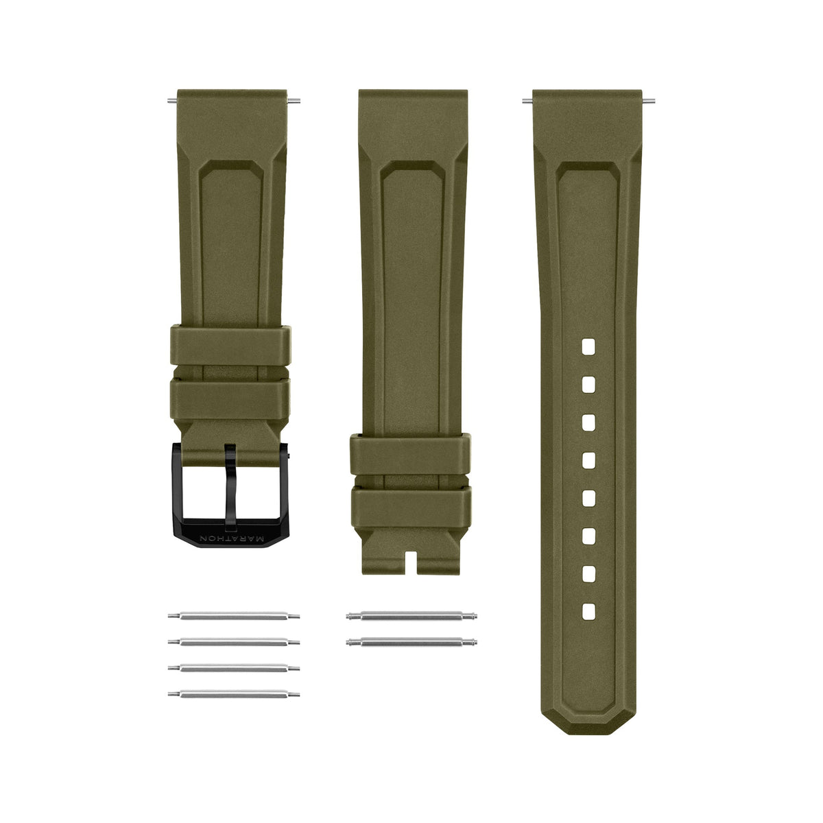 Marathon 3-Piece Rubber Strap Kit, OD Green, Anthracite, 20mm