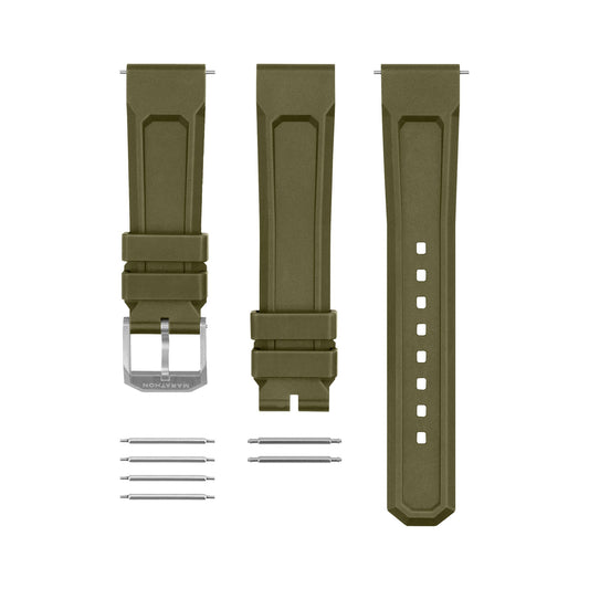 Marathon 3-Piece Rubber Strap Kit, OD Green, Parkerized, 20mm