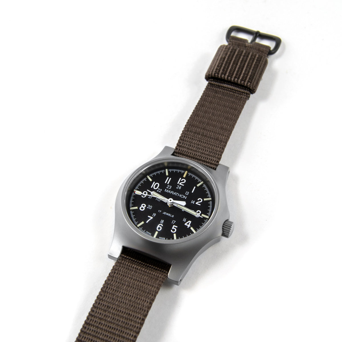 16mm - 10" Length - Ballistic Nylon Watch Band/Strap with Stainless Steel Buckle - marathonwatch | WS-NY-SGBK-16-10