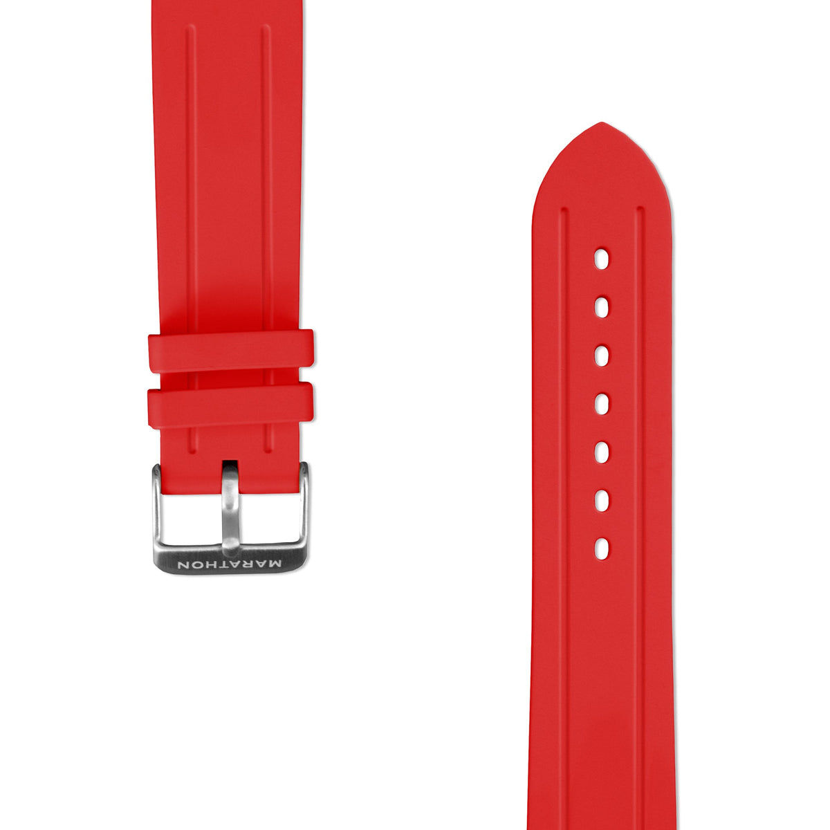 Marathon Two-Piece Rubber Dive Strap, Red, 22mm