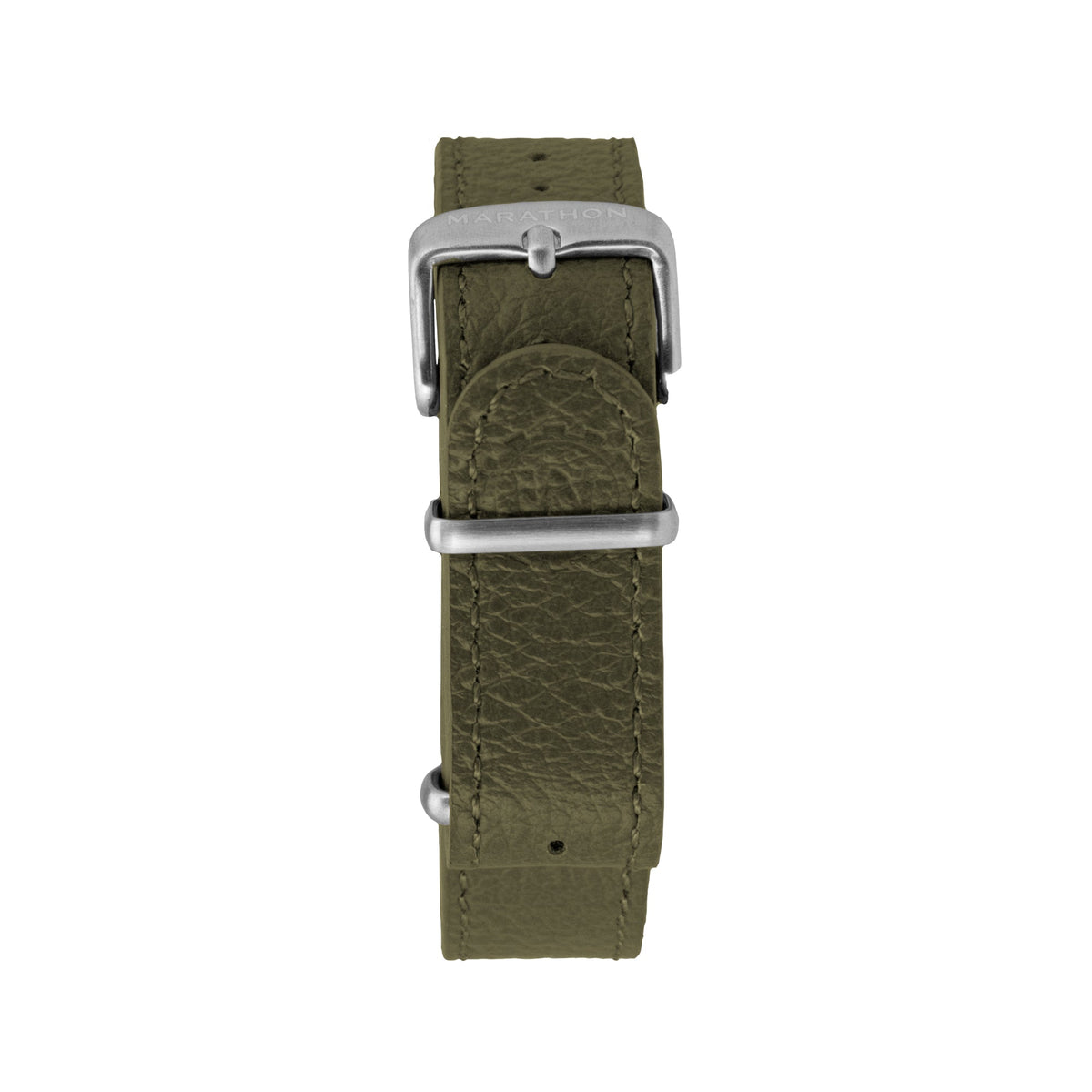 20mm Leather NATO Watch Band/Strap with Stainless Steel Square Buckle - marathonwatch