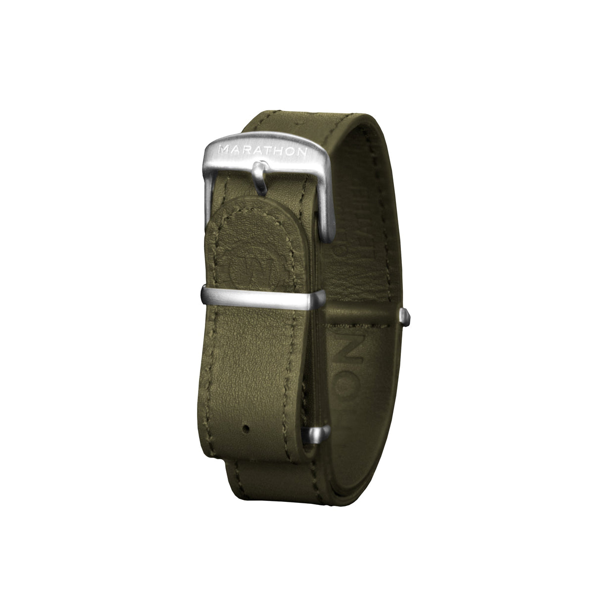 20mm Leather NATO Watch Band/Strap with Stainless Steel Square Buckle - marathonwatch