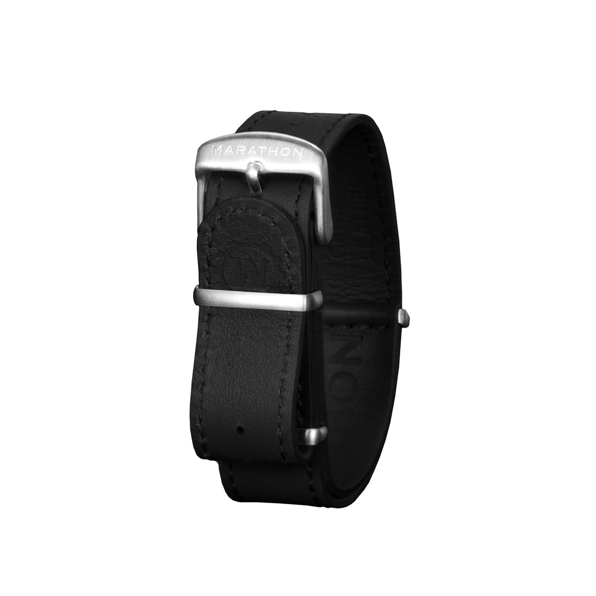 22mm Leather NATO Watch Band/Strap with Stainless Steel Square Buckle - marathonwatch