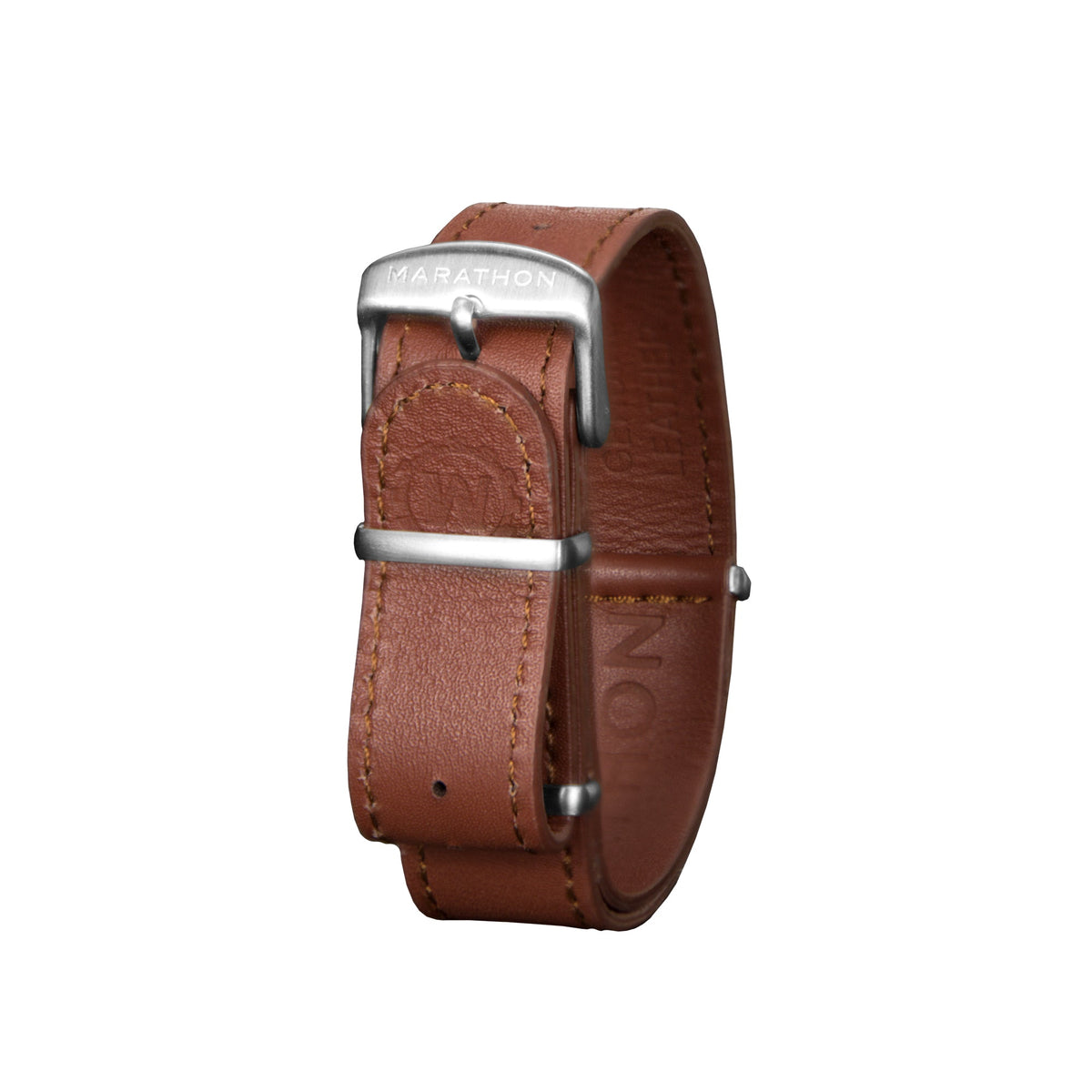 22mm Leather NATO Watch Band/Strap with Stainless Steel Square Buckle - marathonwatch