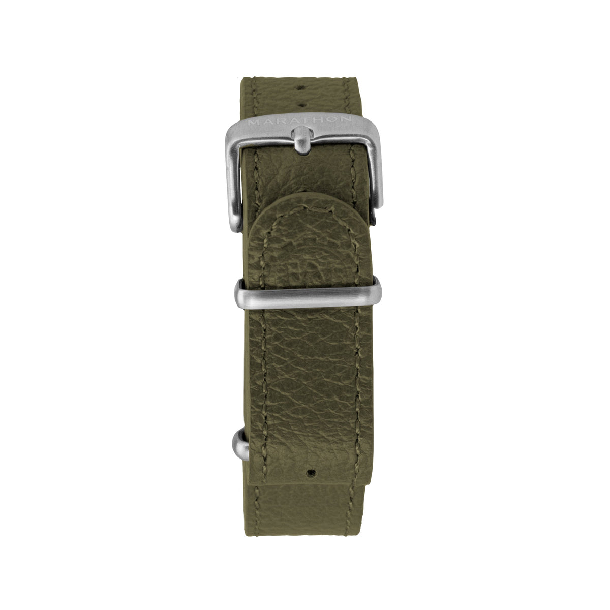 22mm Leather NATO Watch Band/Strap with Stainless Steel Square Buckle - marathonwatch