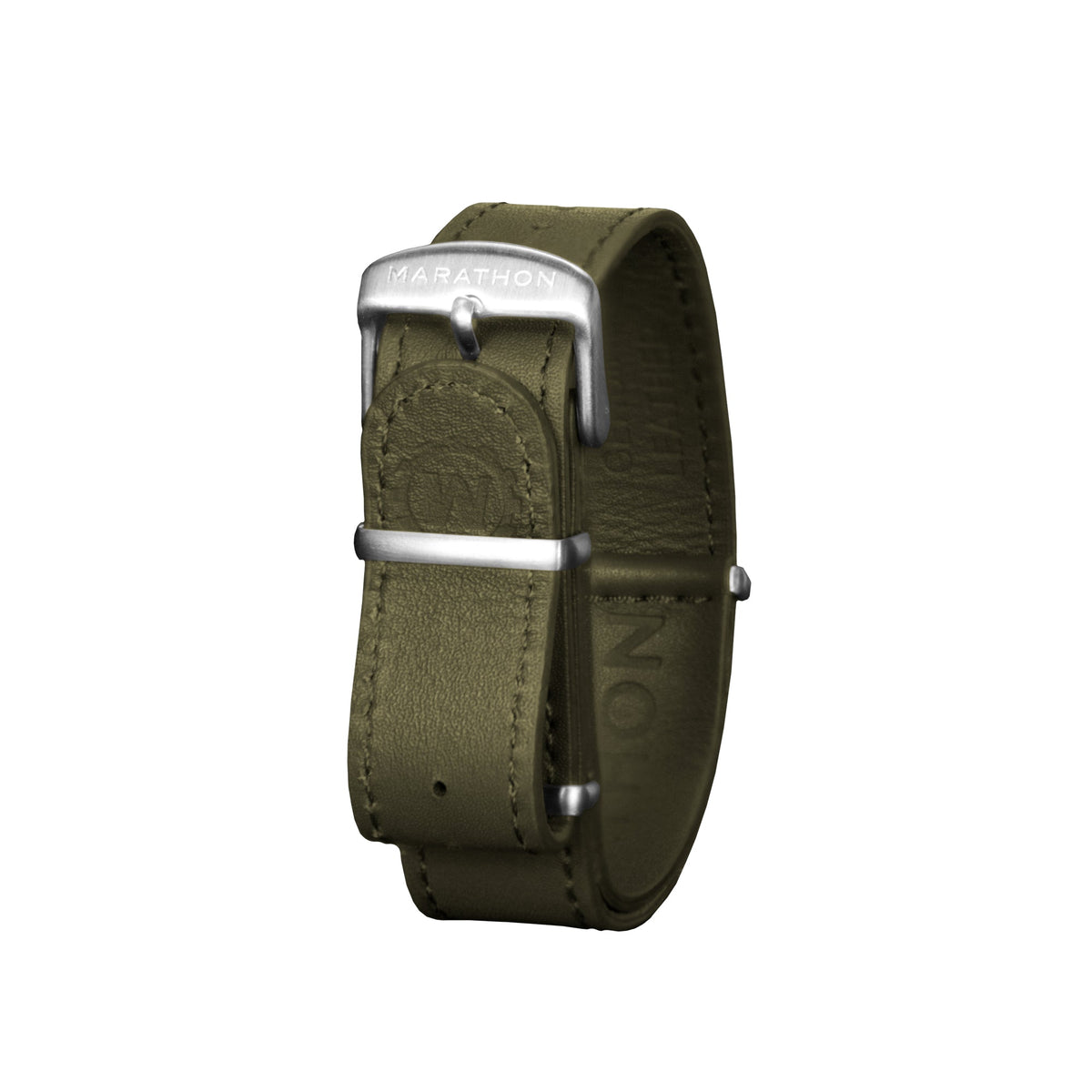 22mm Leather NATO Watch Band/Strap with Stainless Steel Square Buckle - marathonwatch