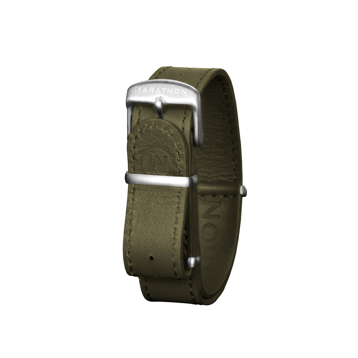 18mm Leather NATO Watch Band/Strap with Stainless Steel Square Buckle - marathonwatch