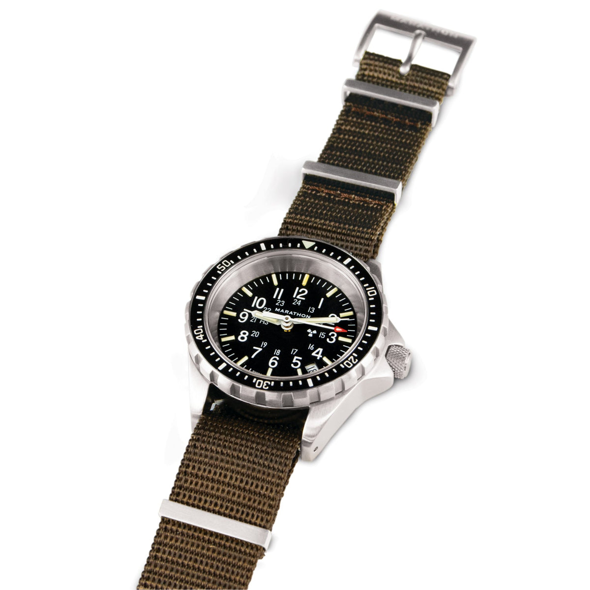 18mm Nylon NATO Watch Band/Strap with Stainless Steel Square Buckle - marathonwatch