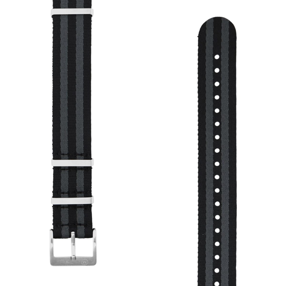 Marathon Seat-Belt Weave Nylon DEFSTAN Strap, Black & Grey, 20mm