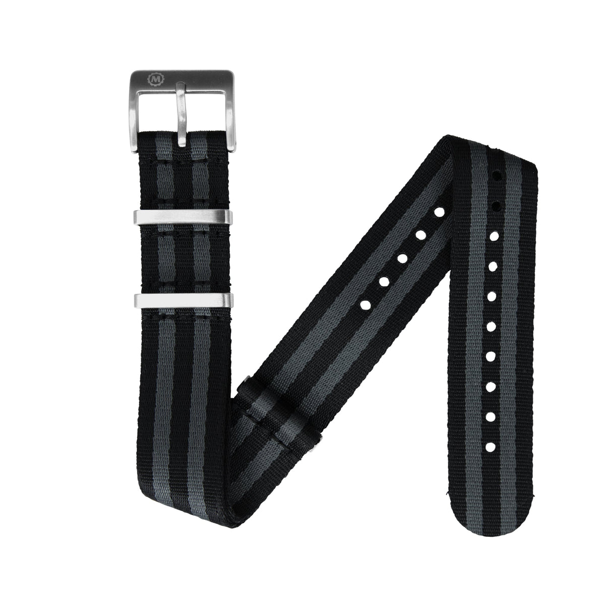 Marathon Seat-Belt Weave Nylon DEFSTAN Strap, Black & Grey, 20mm