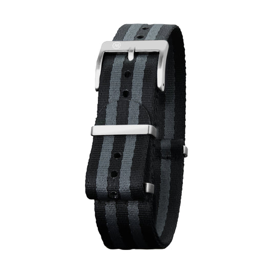 Marathon Seat-Belt Weave Nylon DEFSTAN Strap, Black & Grey, 20mm