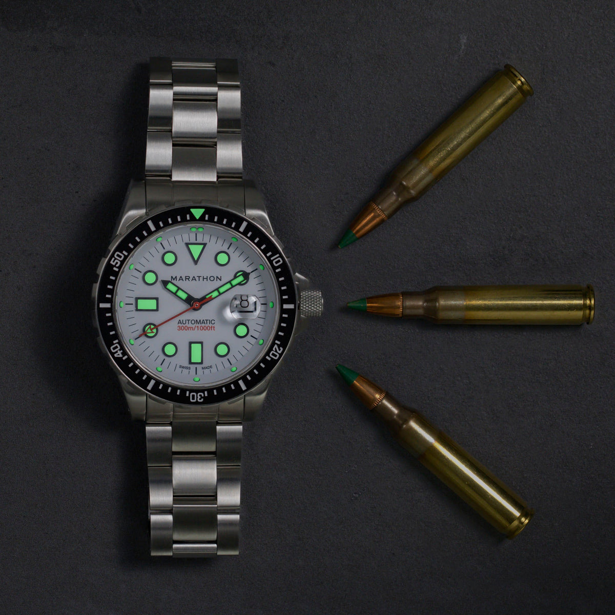 Marathon 46mm Arctic Original SAR w/ Date with Stainless Steel Bracelet (OSAR-D)