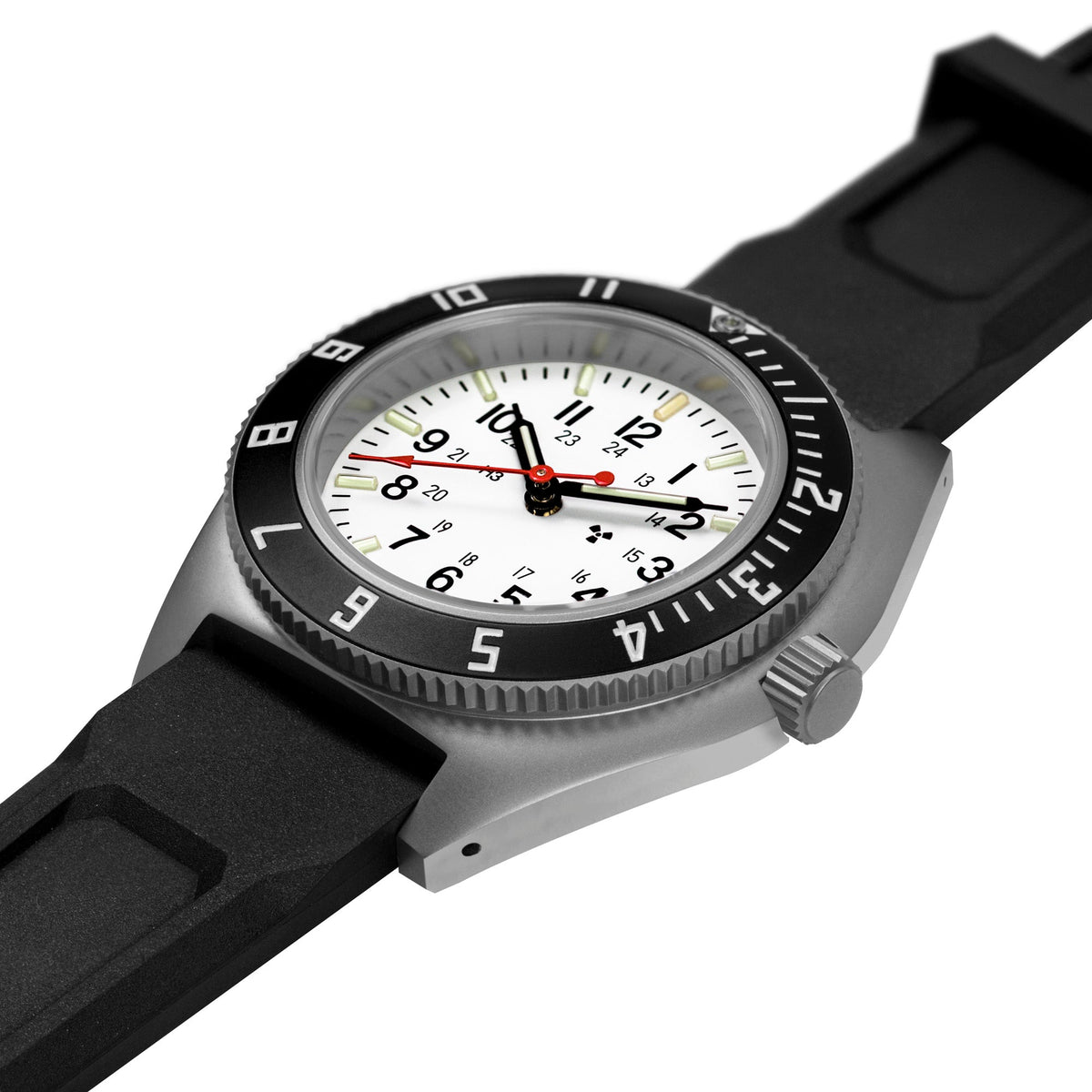Marathon 41mm Arctic Steel Navigator (SSNAV) on Black 3-Piece Rubber Strap Kit