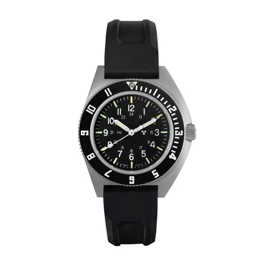 Marathon 41mm Steel Navigator (SSNAV) on Black 3-Piece Rubber Strap Kit