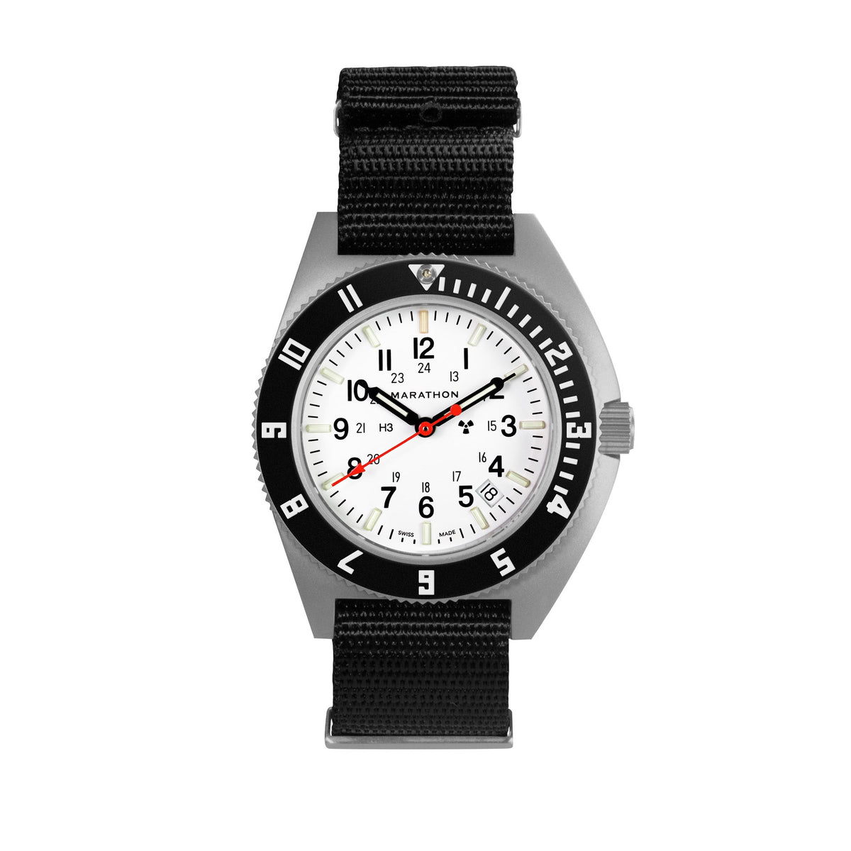 Marathon 41mm Arctic Steel Navigator w/ Date (SSNAV-D) on Nylon DEFSTAN
