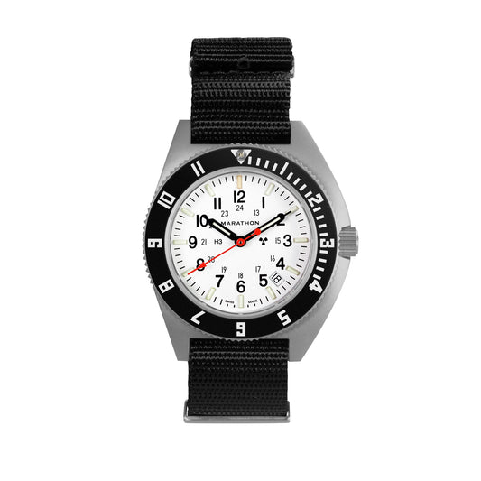 Marathon 41mm Arctic Steel Navigator w/ Date (SSNAV-D) on Nylon DEFSTAN