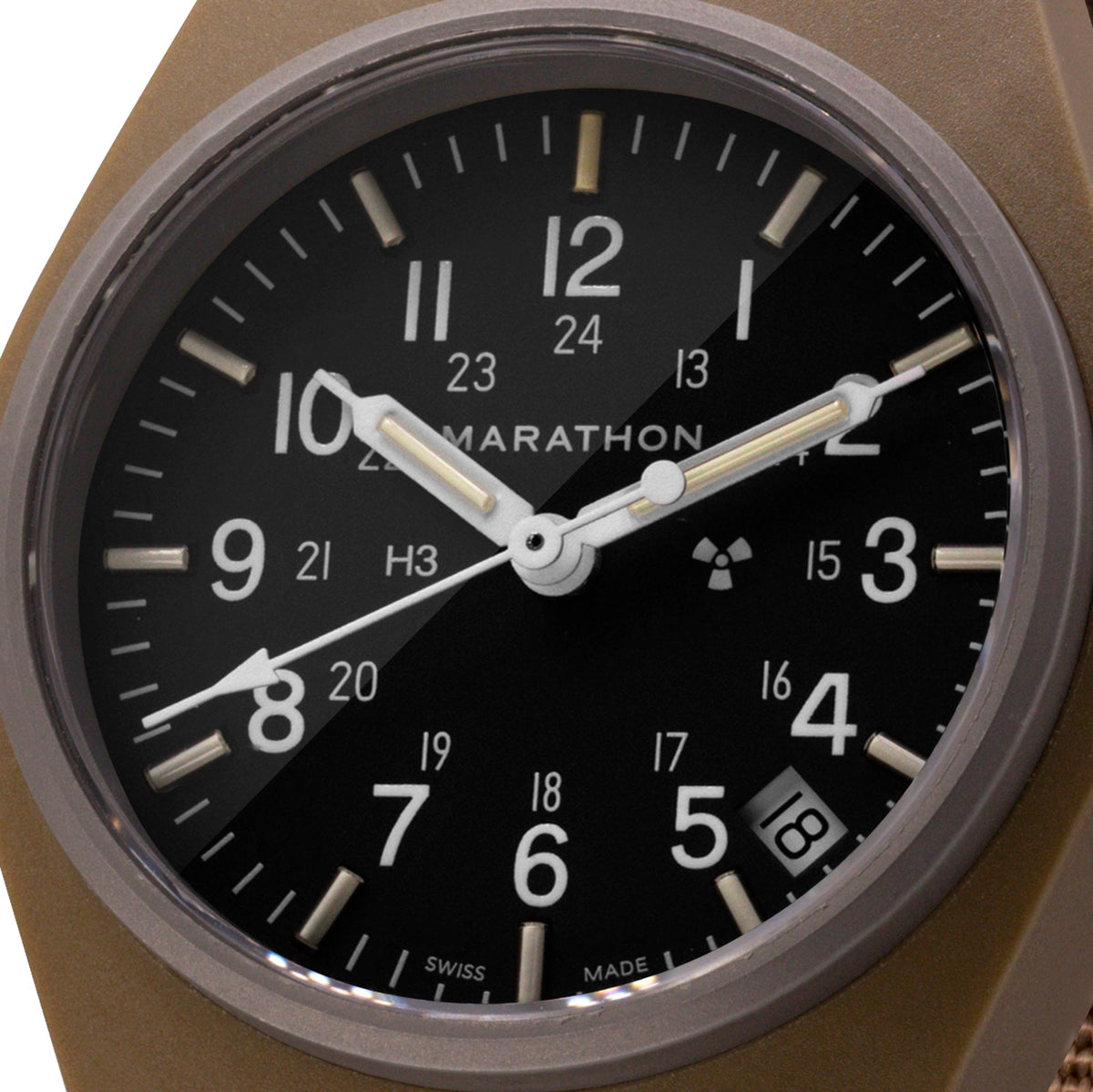 Desert Tan General Purpose Quartz with Date (GPQ) No Government Markings - 34mm - marathonwatch