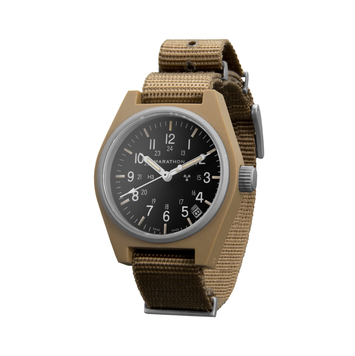 Desert Tan General Purpose Quartz with Date (GPQ) No Government Markings - 34mm - marathonwatch