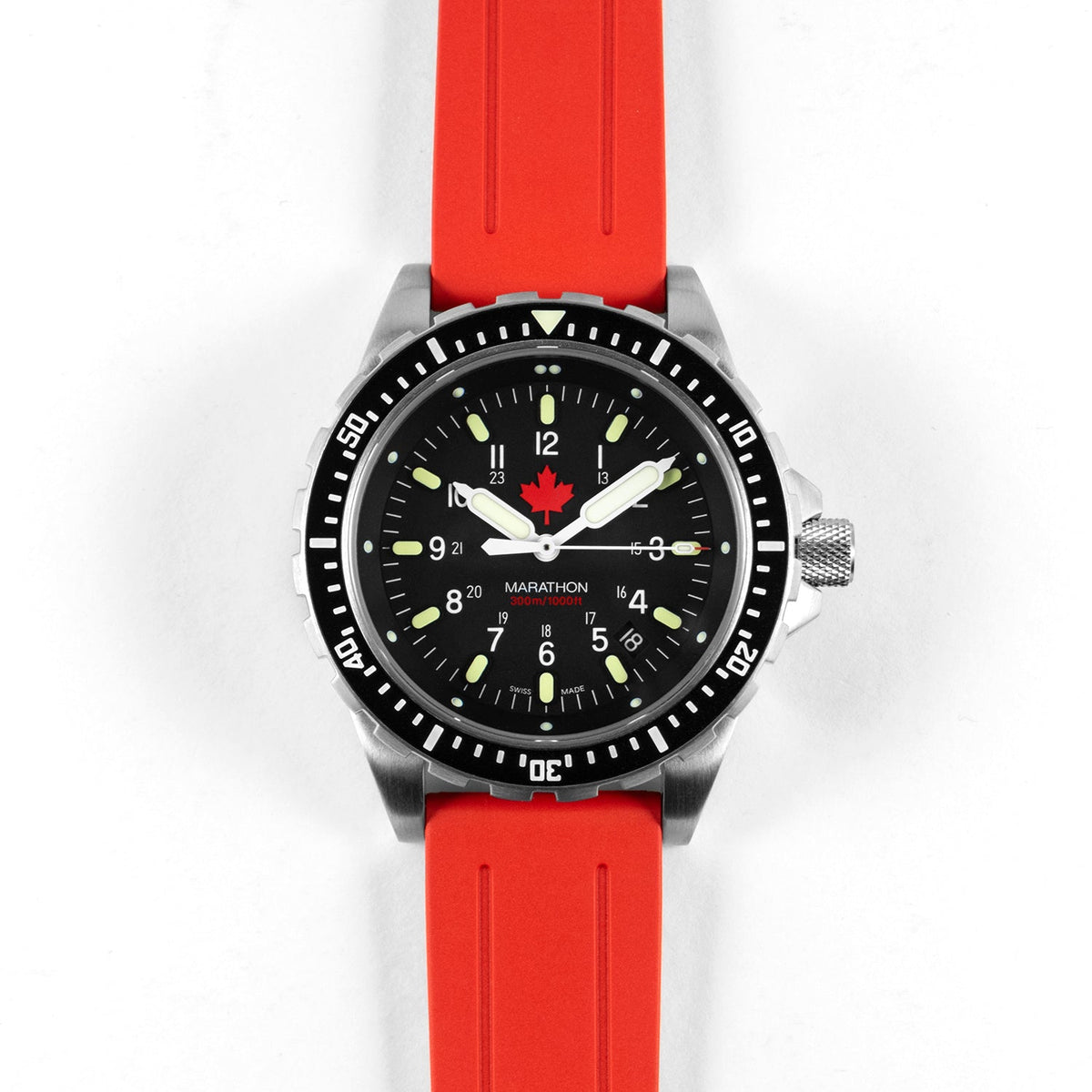 Marathon Two-Piece Rubber Dive Strap, Red, 22mm