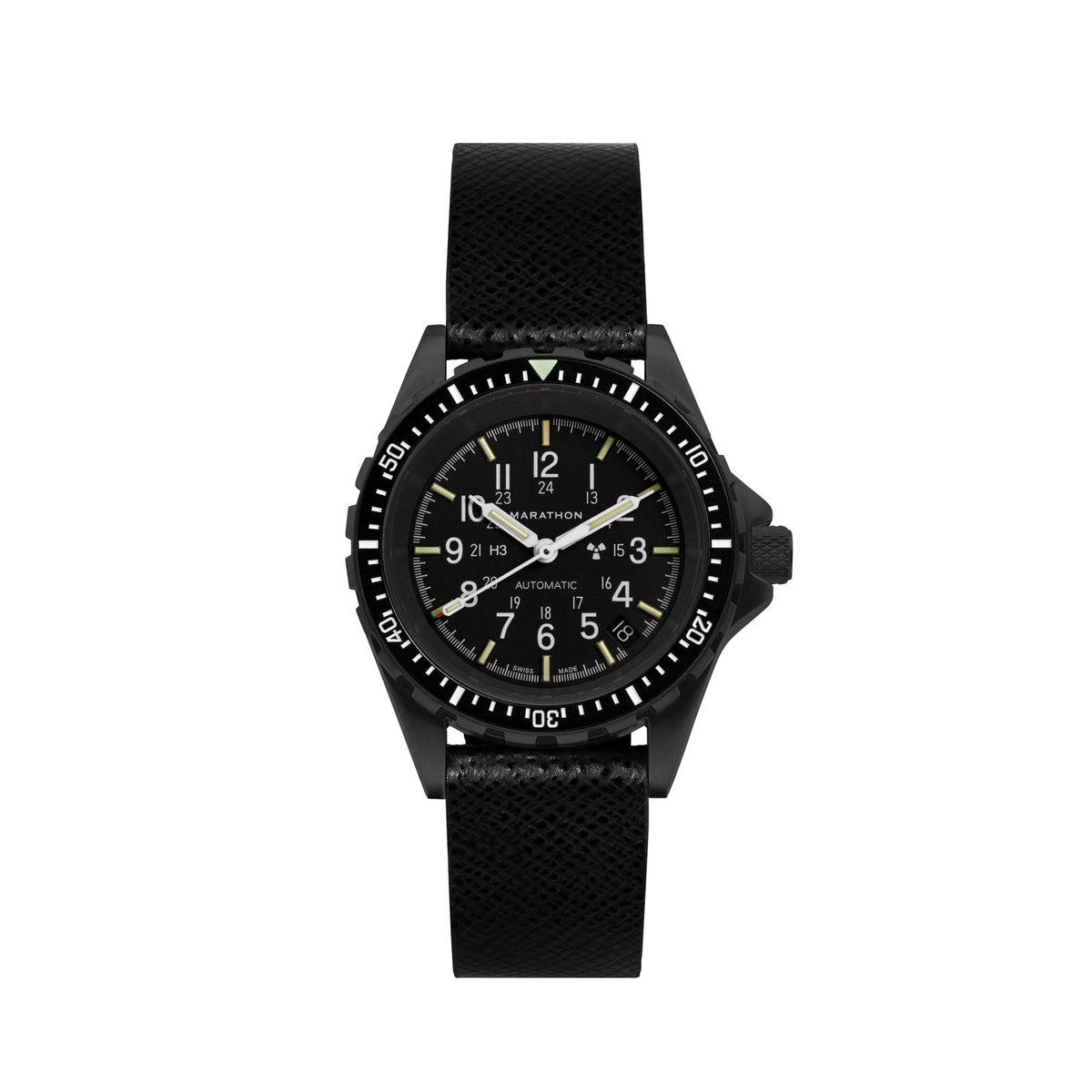 Marathon 2-Piece Leather Strap, 18mm, Black, Anthracite Hardware