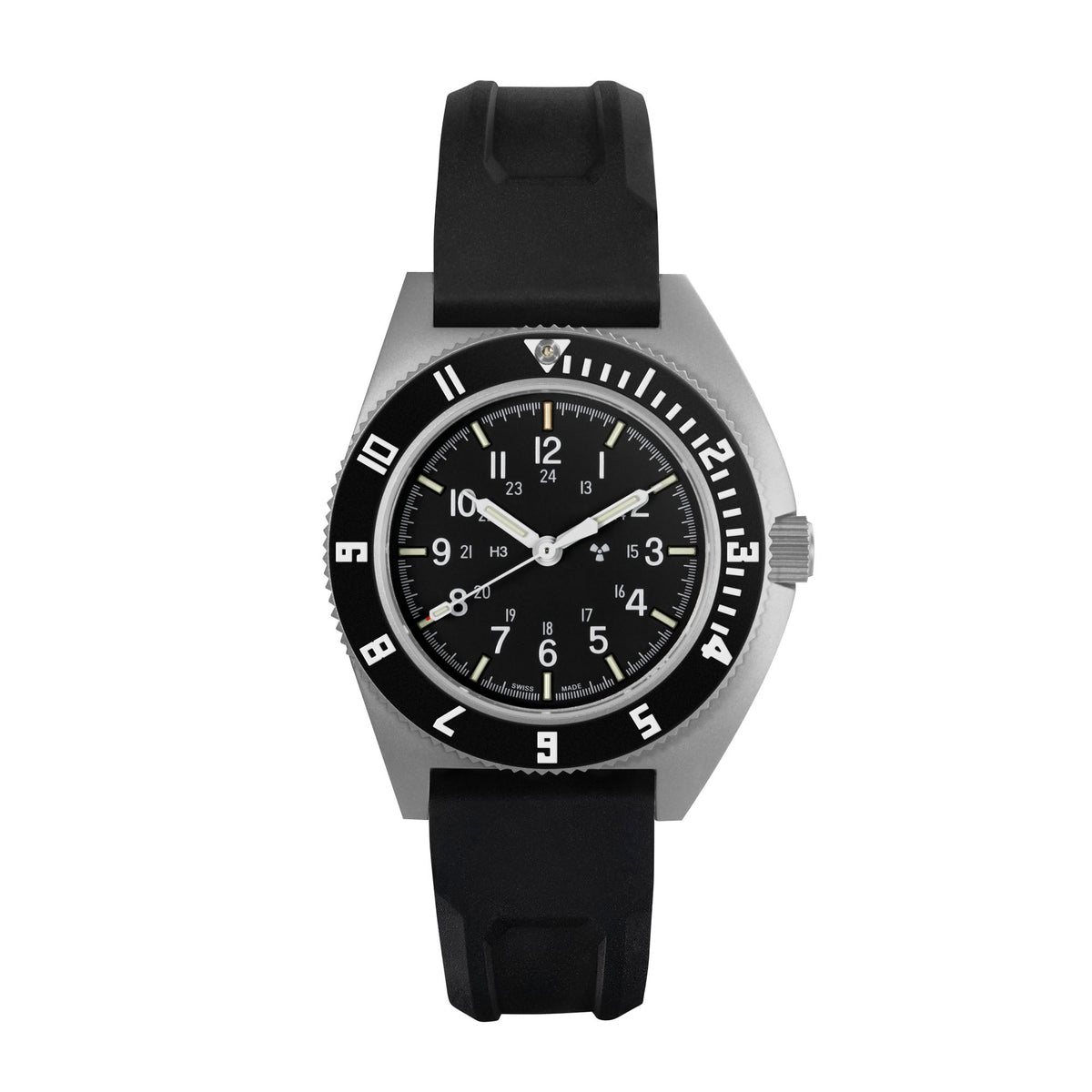 Marathon 41mm Steel Navigator Automatic (SSNAV Auto) on 3-Piece Rubber Strap Kit