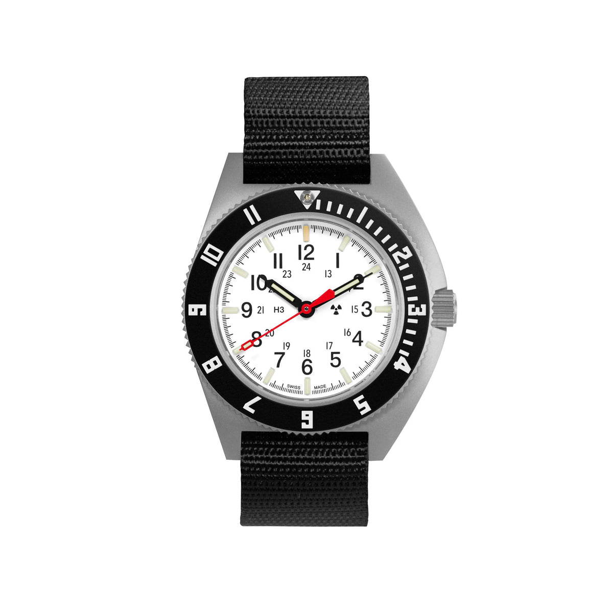 Marathon 41mm Arctic Steel Navigator Automatic (Arctic SSNAV Auto) on Ballistic Nylon