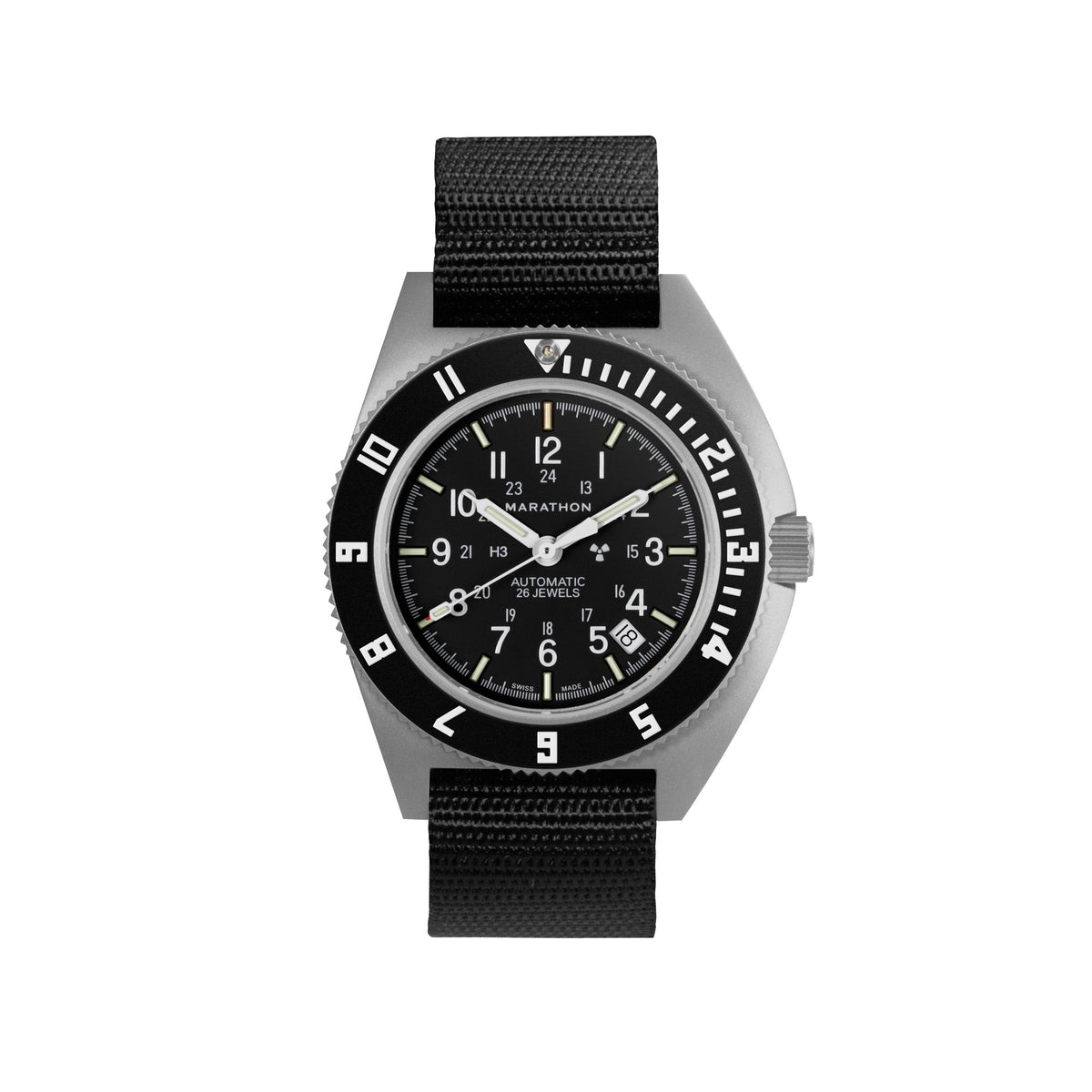 Marathon 41mm Steel Navigator w/ Date Automatic (SSNAV-D AUTO) on Ballistic Nylon