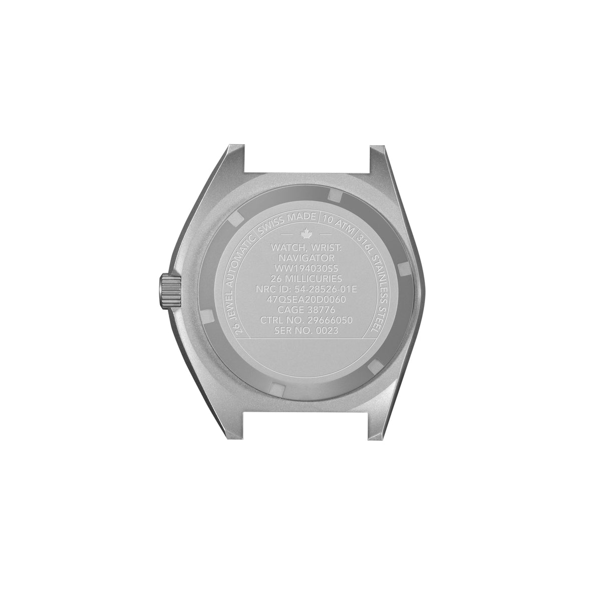 Marathon 41mm Steel Navigator w/ Date Automatic (SSNAV-D AUTO) on Black 3-Piece Rubber Strap Kit